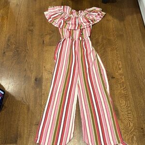 NWT Oddi Women’s Jumpsuit Pink White and Green Size Medium